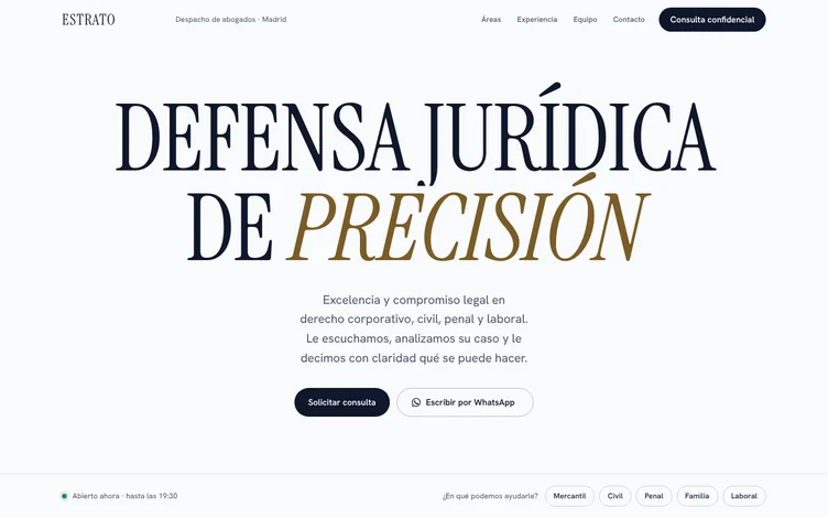 Portada de la web de ESTRATO Abogados