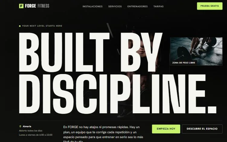 Portada de la web de FORGE FITNESS