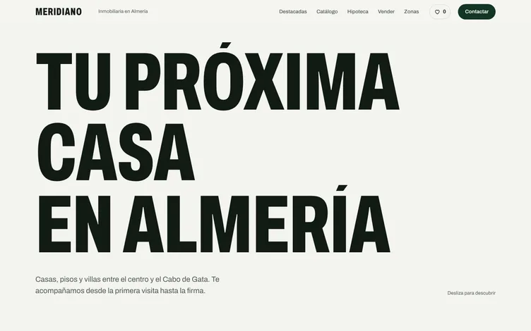 Portada de la web de MERIDIANO Inmobiliaria